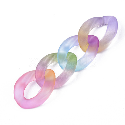 Spray Painted Two Tone Transparent Acrylic Linking Rings X-OACR-S036-001A-N-1