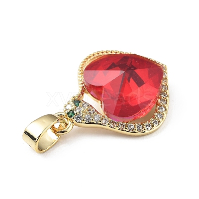 Real 18K Gold Plated Rack Plating Brass Micro Pave Clear Cubic Zirconia Pendants KK-C015-16G-07-1