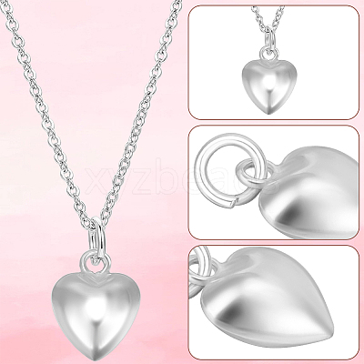 3Pcs 925 Sterling Silver Puffed Heart Charms with Jump Rings STER-BBC0008-09-1
