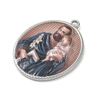304 Stainless Steel Printed Religion Pendants STAS-G387-03P-01-1