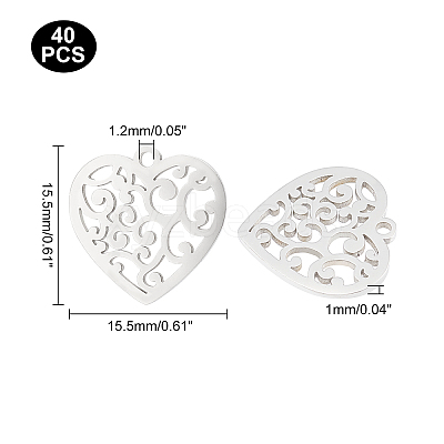 40Pcs 201 Stainless Steel Pendants STAS-UN0035-22-1