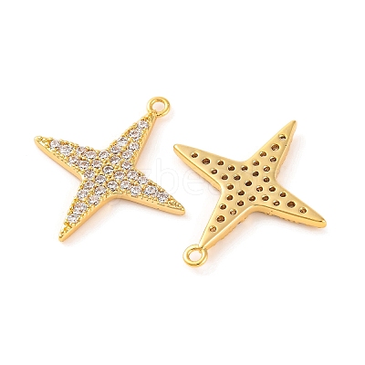 Brass Micro Pave Clear Cubic Zirconia Pendants KK-U017-10C-G-1