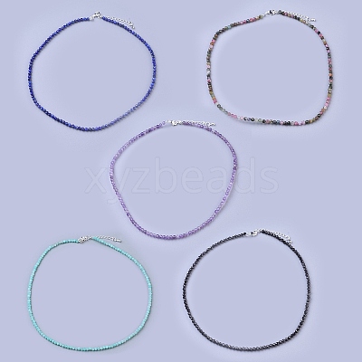 Natural & Synthetic Mixed Gemstone Beaded Necklaces NJEW-K114-B-AM-1