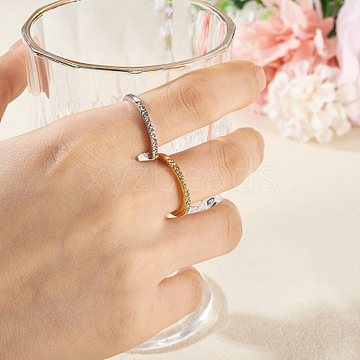 2Pcs 2 Colors Alloy with Crystal Rhinestone Finger Rings RJEW-TADJ0001-01A-1