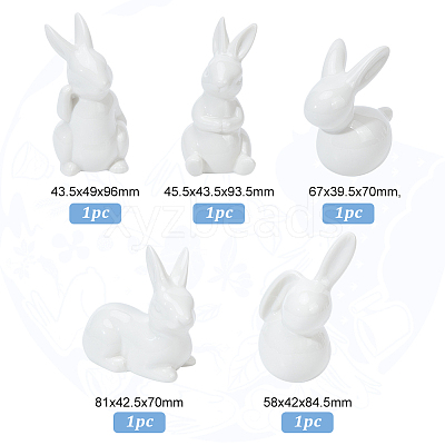 5Pcs 5 Style Porcelain Display Decoration AJEW-GL0002-01-1