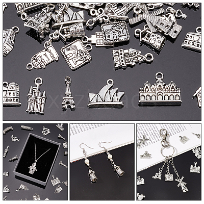 60pcs 30 Style Zinc Alloy Pendants Set PALLOY-PH0002-06-1