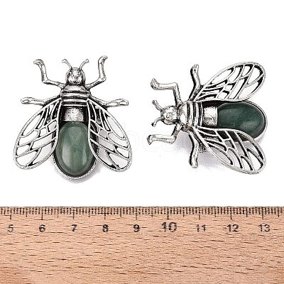 Natural Green Aventurine & Alloy Lapel Pin Brooches GG-N001-04AS-02-1