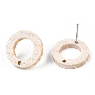 Ash Wood Stud Earring Findings EJEW-N017-011V-1