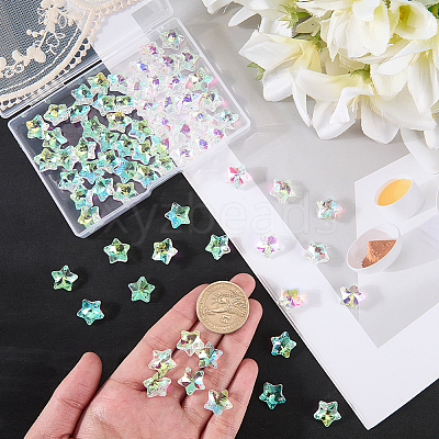 80Pcs Transparent Faceted Glass Connector Charms GLAA-SP0001-88F-02-1