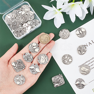 36Pcs 6 Style Zinc Alloy Pendants FIND-PH0007-57-1