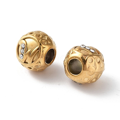Ion Plating(IP) 304 Stainless Steel Rhinestone European Beads STAS-A092-10W-G-1