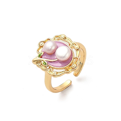 Brass Enamel Cuff Rings RJEW-K291-04G-01-1