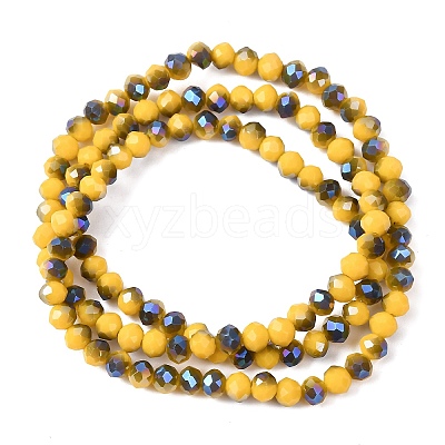 Electroplate Opaque Solid Color Glass Beads Strands EGLA-A034-P4mm-I15-1
