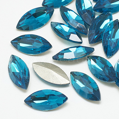 Pointed Back Glass Rhinestone Cabochons RGLA-T083-7x15mm-14-1