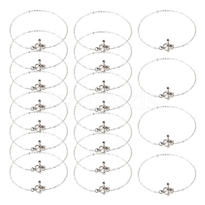 Brass Heart Link Chain Bracelets BJEW-TAC0027-1