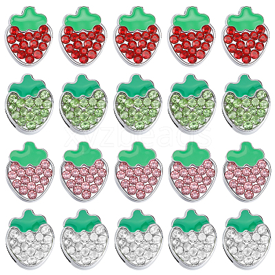 24Pcs 4 Styles Zinc Alloy Rhinestone Slide Charms ALRI-SC0001-66-1