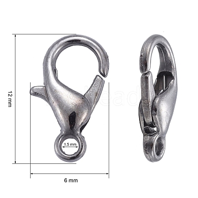 Black Tone Zinc Alloy Lobster Claw Clasps X-E102-B-1