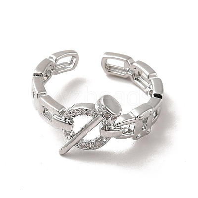 Clear Cubic Zirconia Ring with Nail Open Cuff Ring RJEW-C041-14P-1
