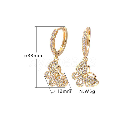 Brass Micro Pave Grade AAA Cubic Zirconia Huggie Hoop Earrings JE022A-X-1