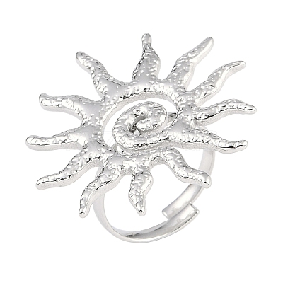 Non-Tarnish Textured Sun 304 Stainless Steel Adjustable Rings for Women RJEW-H231-01P-1