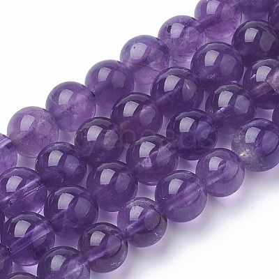 Natural Amethyst Beads Strands G-Q961-17-6mm-1
