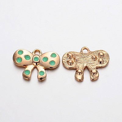Light Gold Plated Alloy Enamel Bowknot Charms ENAM-J546-05KCG-1