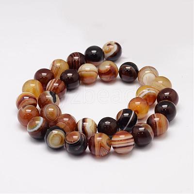 Natural Striped Agate/Banded Agate Bead Strands G-K155-A-10mm-07-1