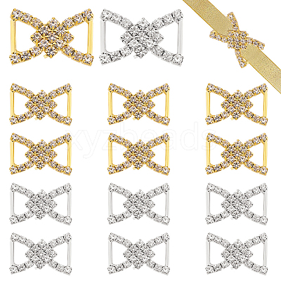 16Pcs 2 Colors Alloy Rhinestone Buckle JEWB-WR0001-04-1