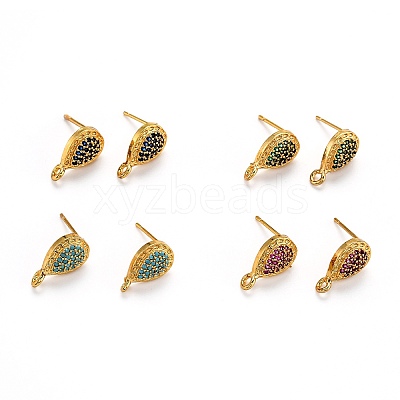 Brass Stud Earring Findings KK-G398-07D-G-1
