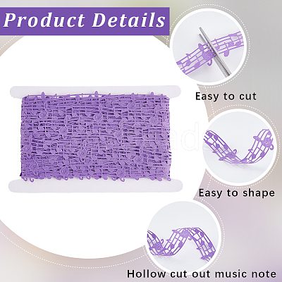 20 Yards Polyester Musical Note Lace Trim Ribbon OCOR-GF0004-44A-1