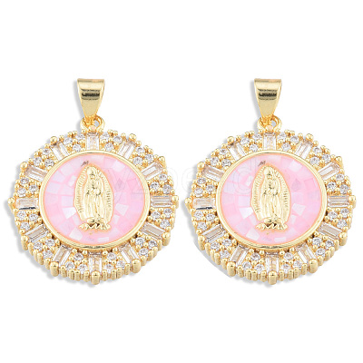 Brass Micro Pave Clear Cubic Zirconia Pendants KK-N227-100C-1
