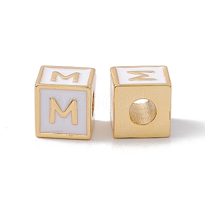 Rack Plating Brass Enamel Beads KK-B060-04G-04M-1