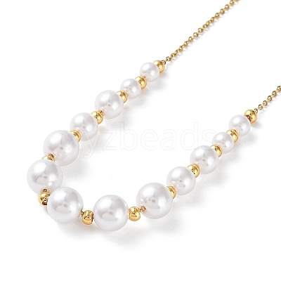 Plastic Pearl Graduated Beaded Necklace NJEW-F317-02G-1