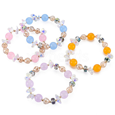Faceted Glass Beads Stretch Bracelets BJEW-Q997-003-RS-1