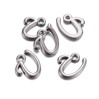 Gunmetal Plated Alloy Letter Pendants PALLOY-P097-03-U-1