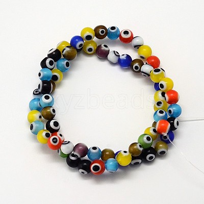 Handmade Evil Eye Lampwork Round Bead Strands LAMP-L055-10mm-M-1