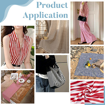 Cotton Fabric with Strip Pattern DIY-PH0037-96D-1