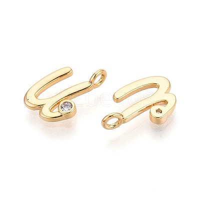 Brass Micro Pave Cubic Zirconia Charms KK-N263-97G-U-1