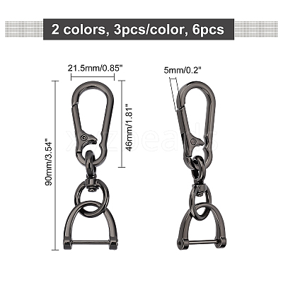 6Pcs 2 Colors Alloy Keychain Clasps DIY-CA0004-46-1