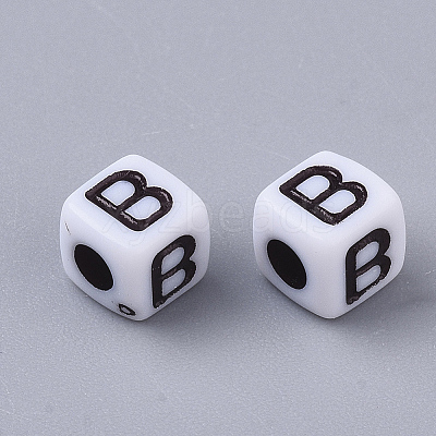 White Opaque Acrylic Beads X-MACR-R869-02B-1