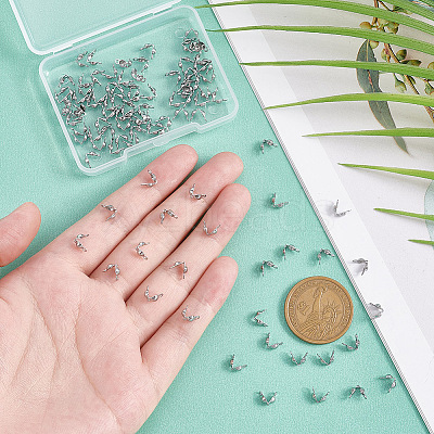 200Pcs 2 Size 304 Stainless Steel Bead Tips STAS-UN0049-85-1