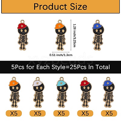 25Pcs 5 Colors Alloy Enamel Pendants ENAM-SZ0004-02-1