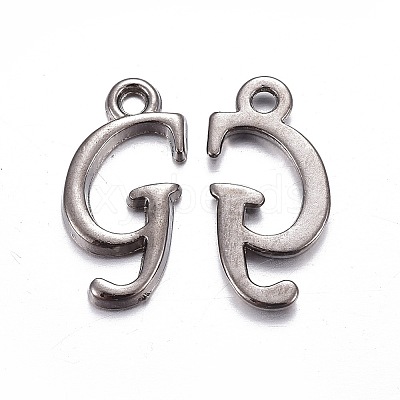 Gunmetal Plated Alloy Letter Pendants PALLOY-P097-03-G-1