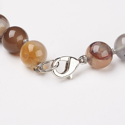 Natural Dyed Agate Beads Necklaces NJEW-F139-12mm-15-1