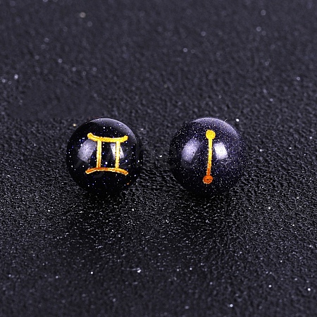 Synthetic Blue Goldstone Carved Constellation Beads PW-WG92554-03-1