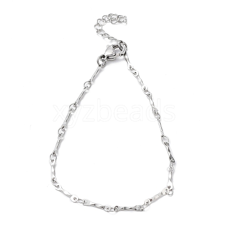 Non-Tarnish 304 Stainless Steel Textured Bar Link Chain Bracelets BJEW-K226-05P-1