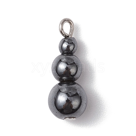 Synthetic Non-magnetic Hematite Round Beaded Pendants PALLOY-JF02867-05-1