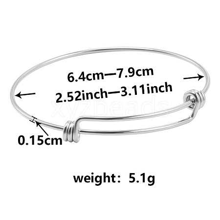 Non-Tarnish Adjustable Expandable 304 Stainless Steel Bangles for Women LF8059-1-1