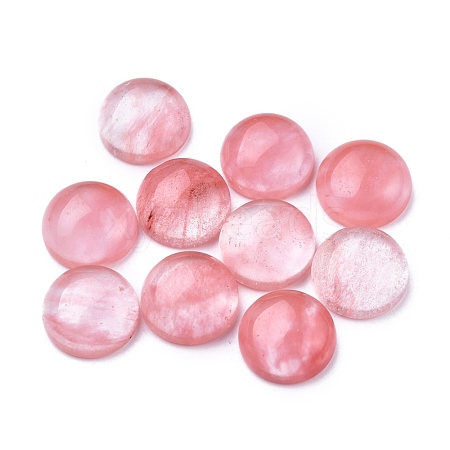 Cherry Quartz Glass Cabochons G-P393-R59-10MM-1