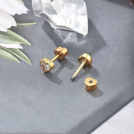 304 Stainless Steel Rhinestone Stud Earrings for Women EJEW-M068-02G-1